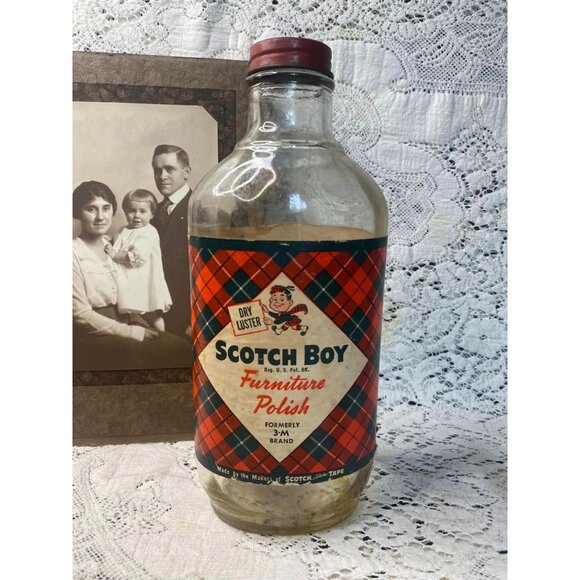 Anchor Hocking brand bottle Other - Vintage Scotch Boy Furniture Polish Bottle Christmas Colors Christmas Rustic